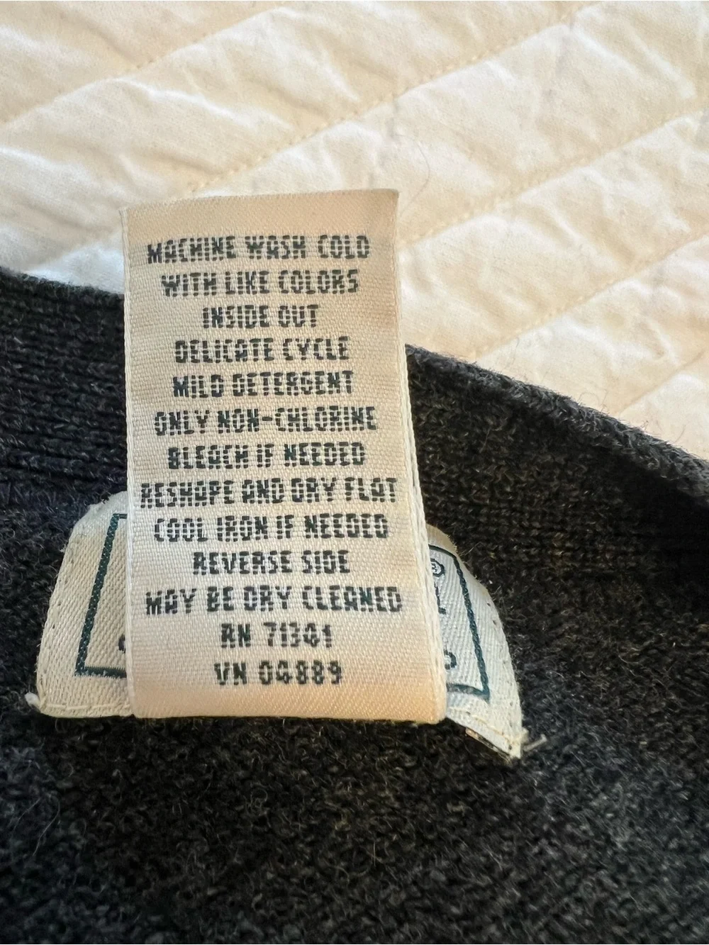 L.L. Bean Charcoal Gray V-Neck Button Cardigan
